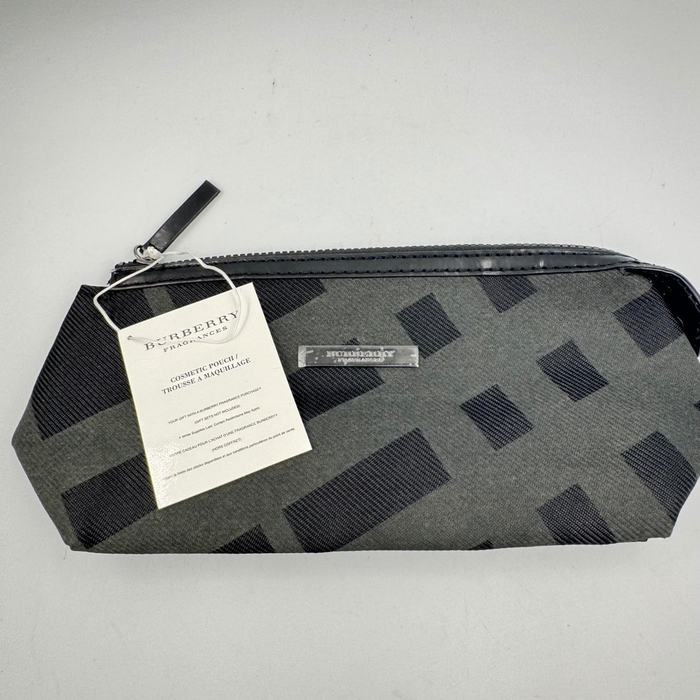 Burberry Cosmetic Pouch Gray Black Geometric Fragrance Gift NEW